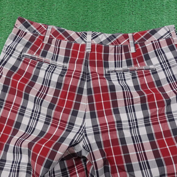 CROFT & BARROW RED CHECK FLAT FRONT CHINO SHORTS MENS SIZE 38 - Picture 4 of 5